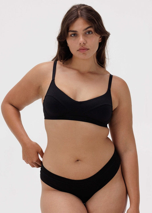 Brassière en coton bio | Noir "core classic bra black"