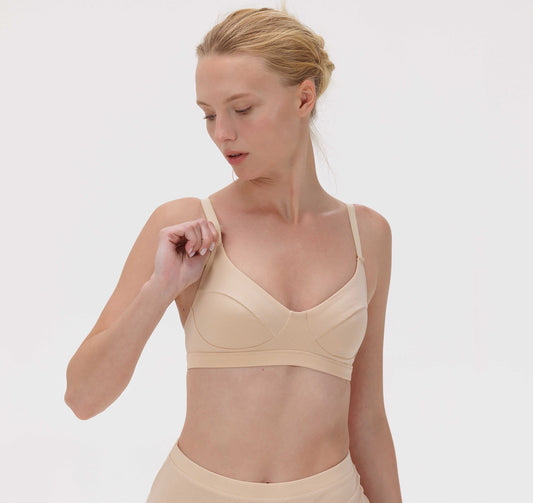 Brassière en coton bio | Beige "core classic bra oak"