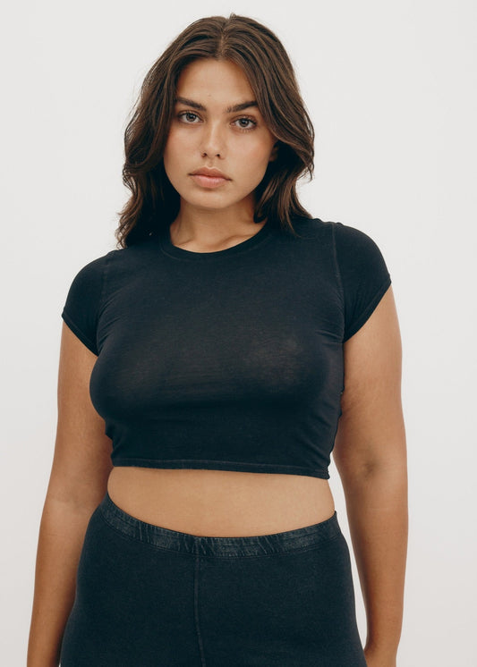 T-shirt court en coton bio | noir "core baby tee black"