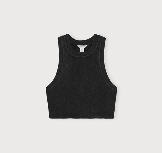 Débardeur court en coton bio | noir "core crop tank top black"