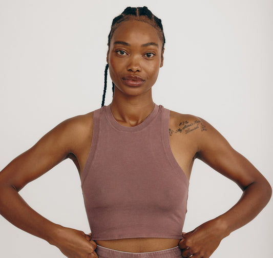 Débardeur en coton bio | vieux rose "core crop tank top - muted rose wood"