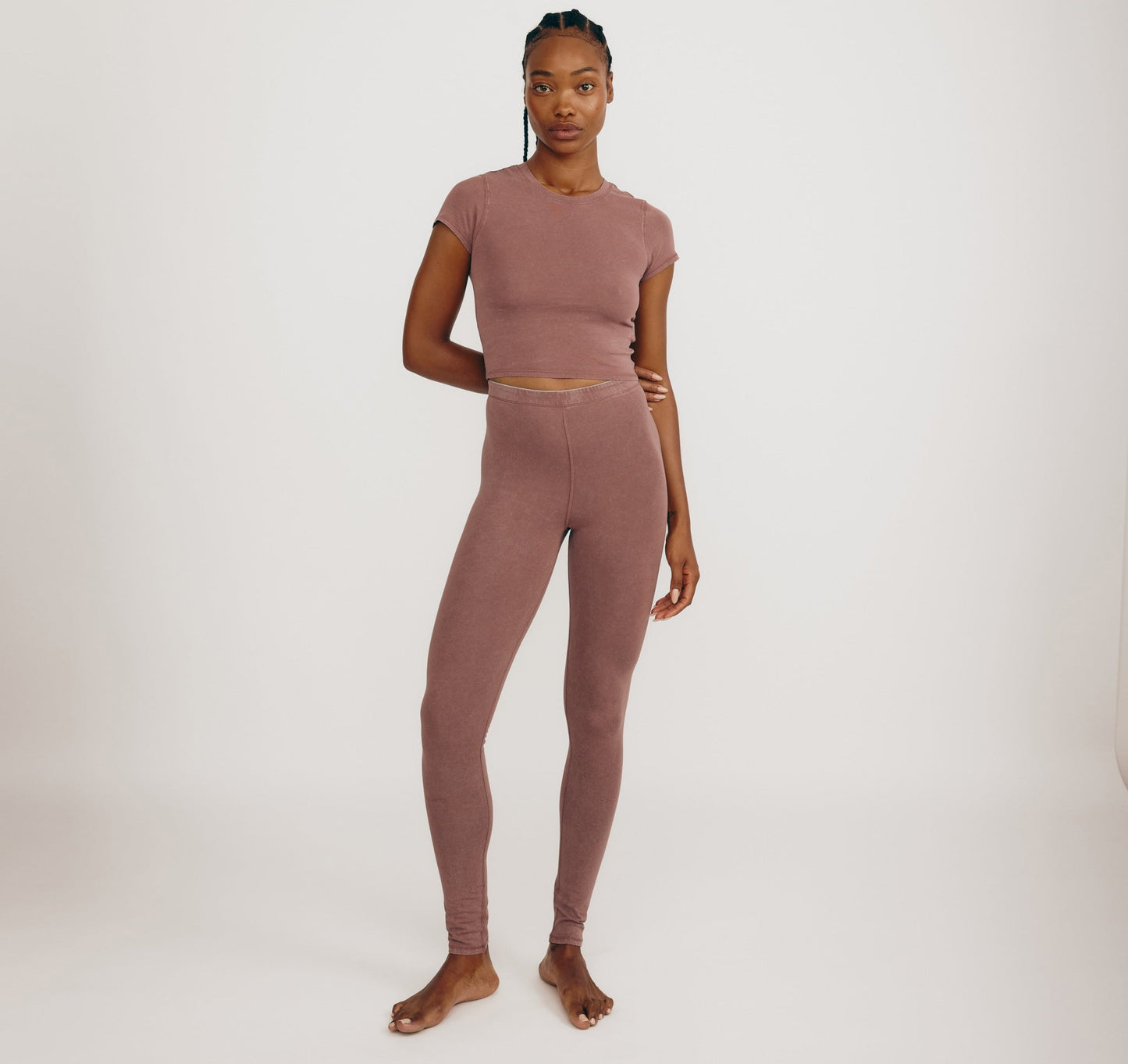Legging en coton bio | vieux rose "core leggings - muted rose wood"
