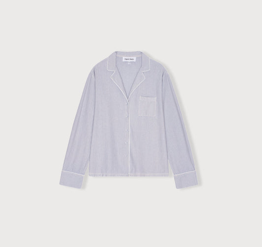 Haut pyjama en coton bio et tencel | rayé bleu "core sleep shirt - blue stripe"