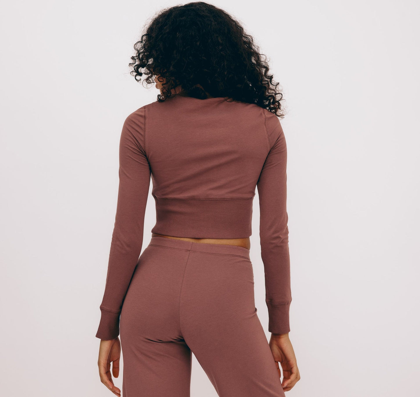Veste courte zippée en coton bio | Vieux rose "core sport crop zip jacket rose wood"