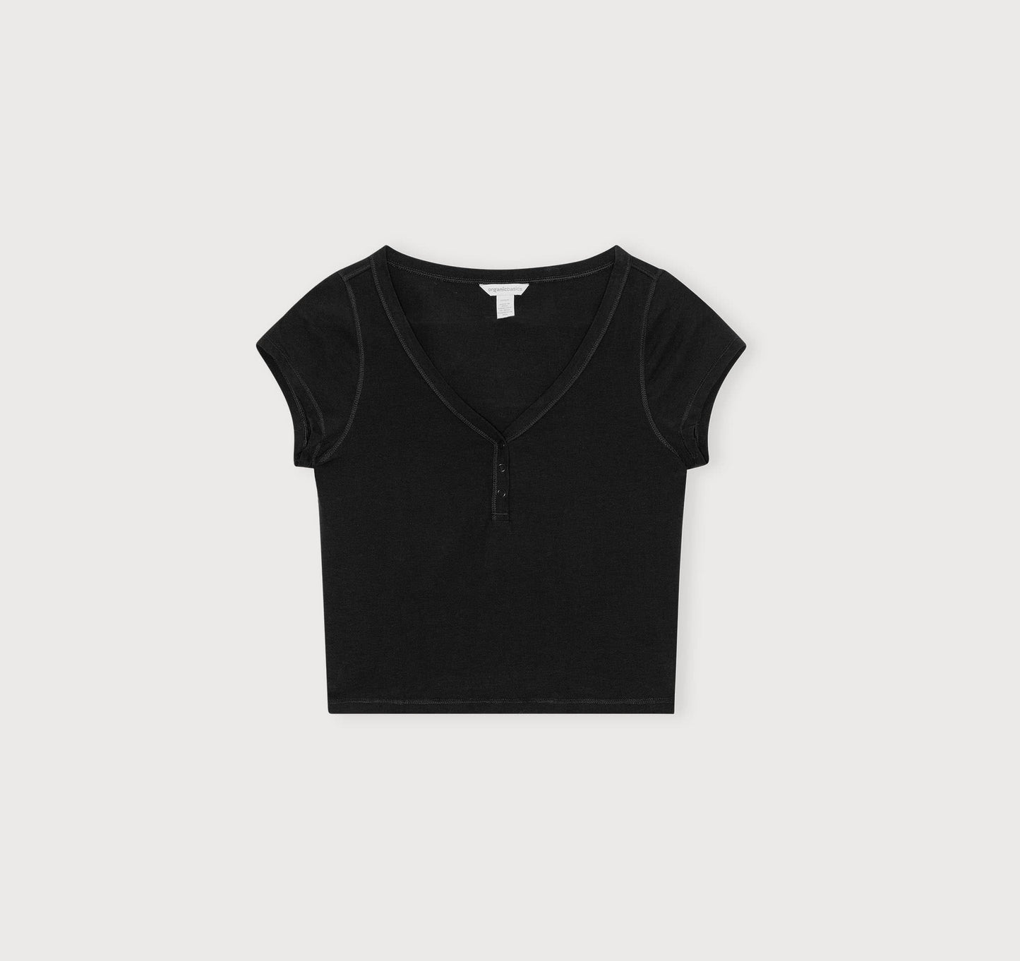 T-shirt court col v | noir "core sport henley v tee black"