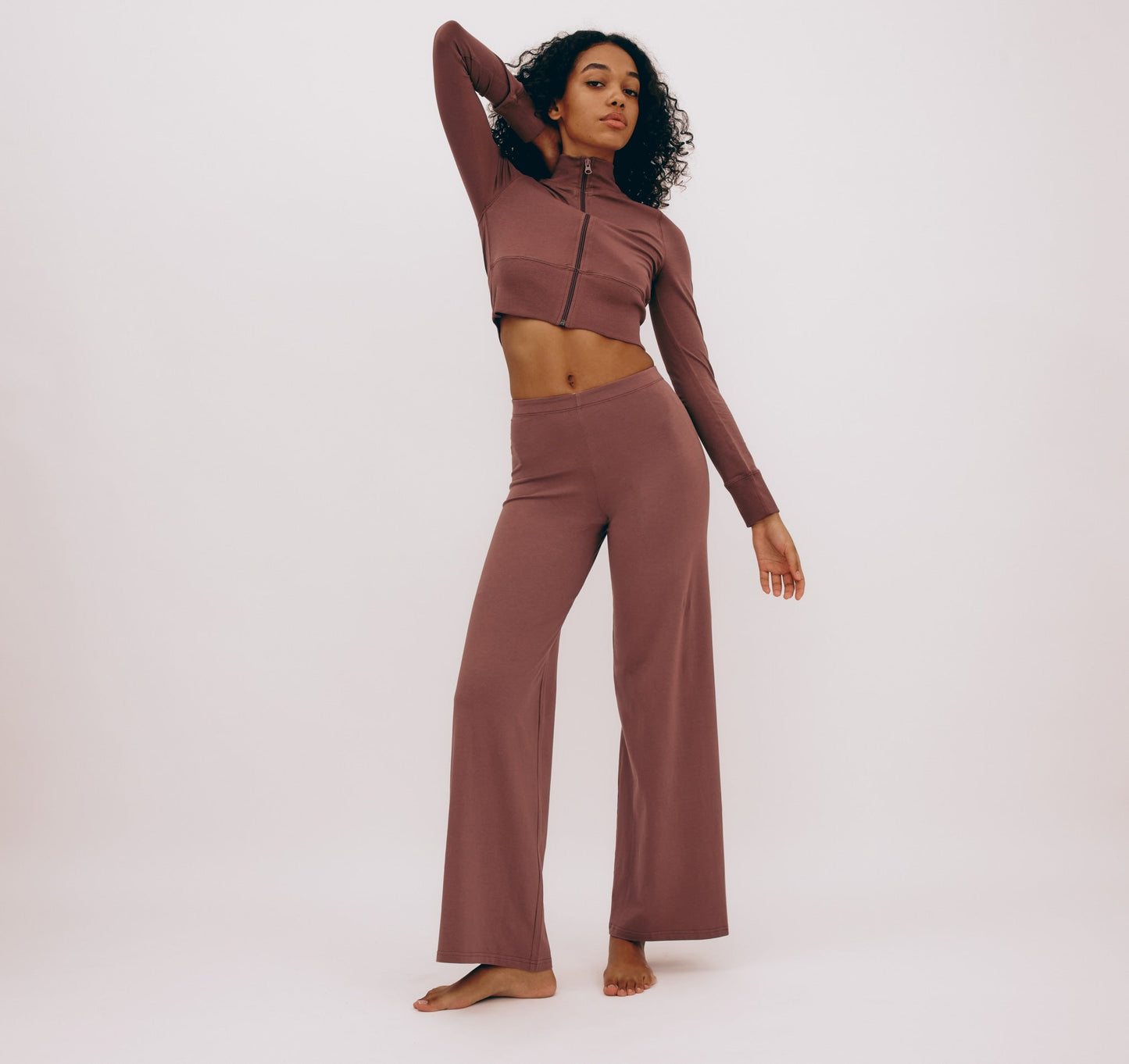 Pantalon fluide en coton bio | vieux rose "core sport straight pants rose wood"