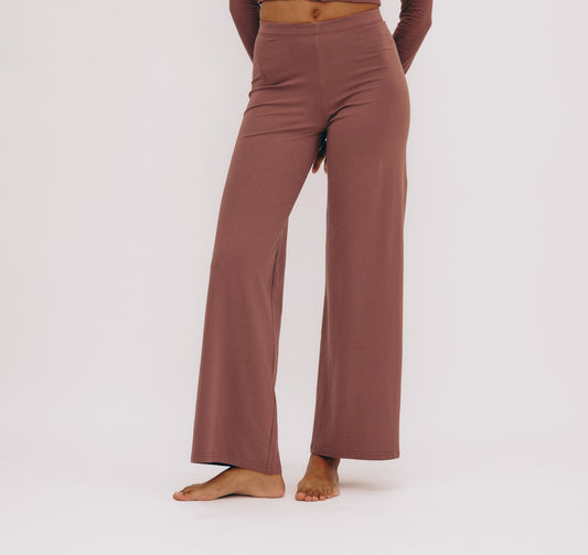 Pantalon fluide en coton bio | vieux rose "core sport straight pants rose wood"