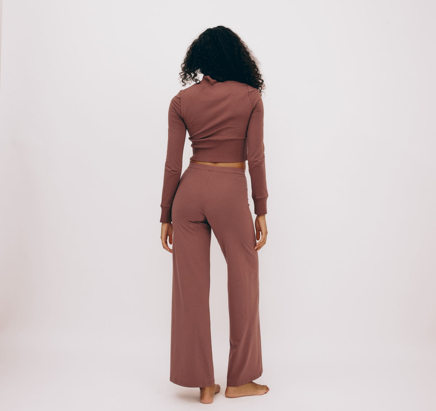 Pantalon fluide en coton bio | vieux rose "core sport straight pants rose wood"