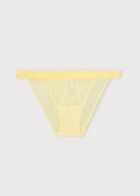 Culotte en matière recyclée | jaune "mesh tanga briefs - light lemon"