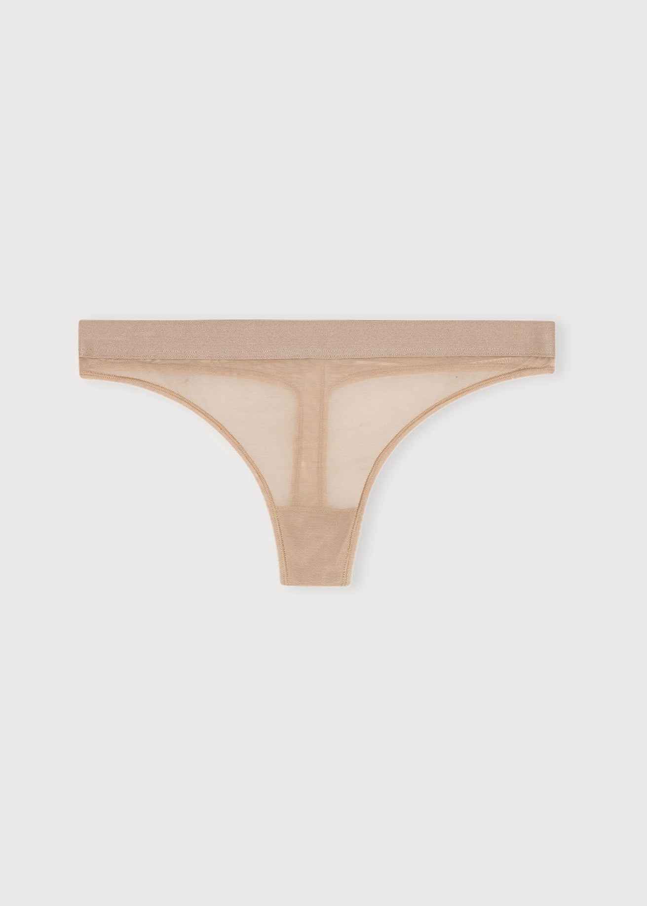 String en matière recyclée | marron "mesh thong - hazelnut"