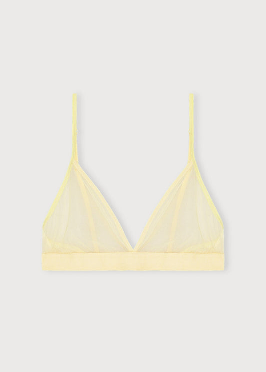 Soutien-gorge en matières recyclées | jaune "mesh triangle bralette - light lemon"