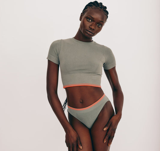 T-shirt maintien léger en ecovero | vert "luxe touch crop tee seaweed"