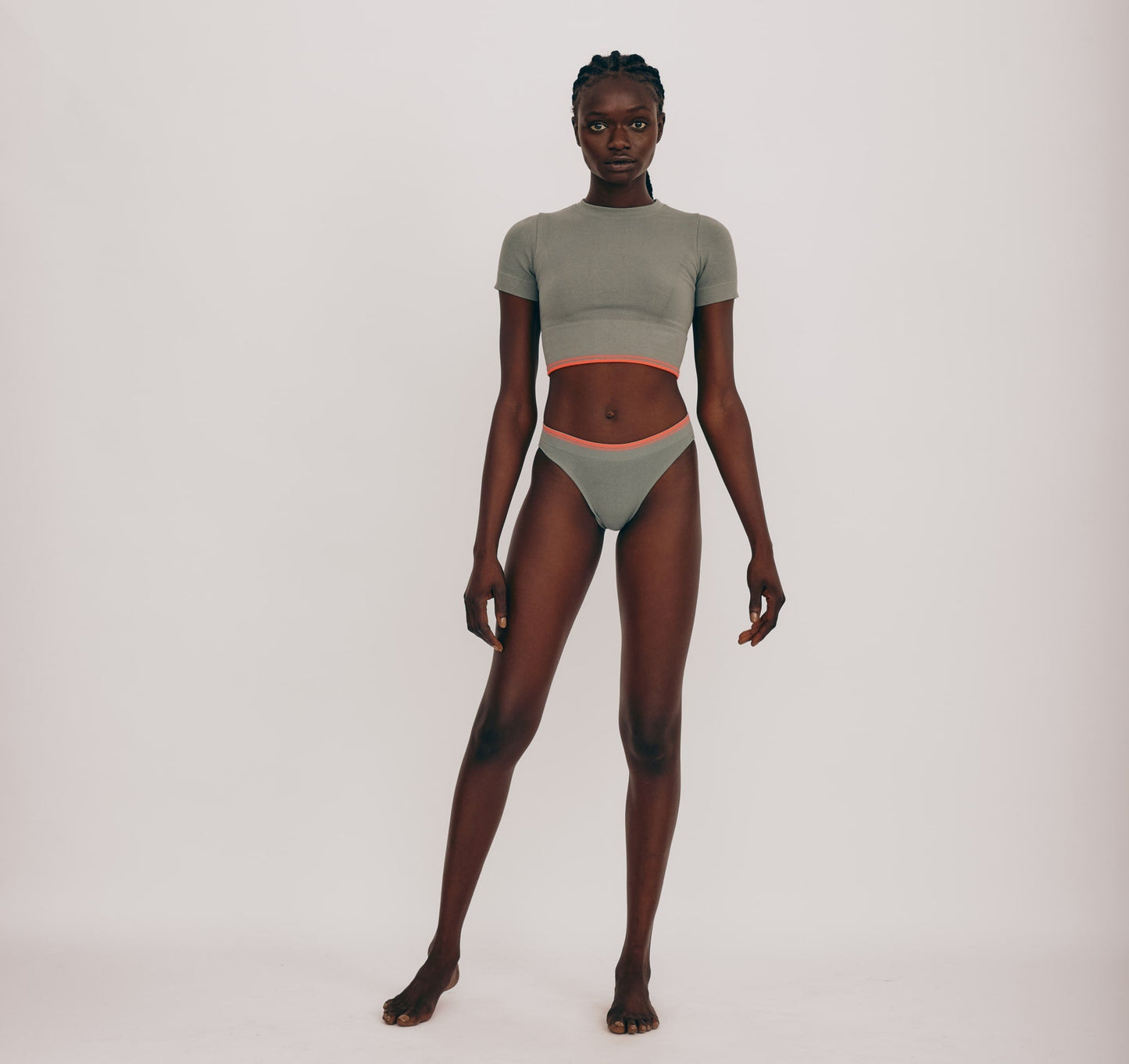 T-shirt maintien léger en ecovero | vert "luxe touch crop tee seaweed"