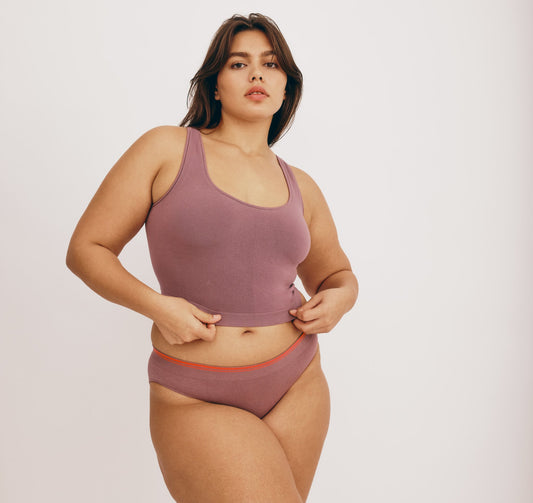 Débardeur court maintien léger en ecovero | Vieux rose "luxe touch tank top rose wood"