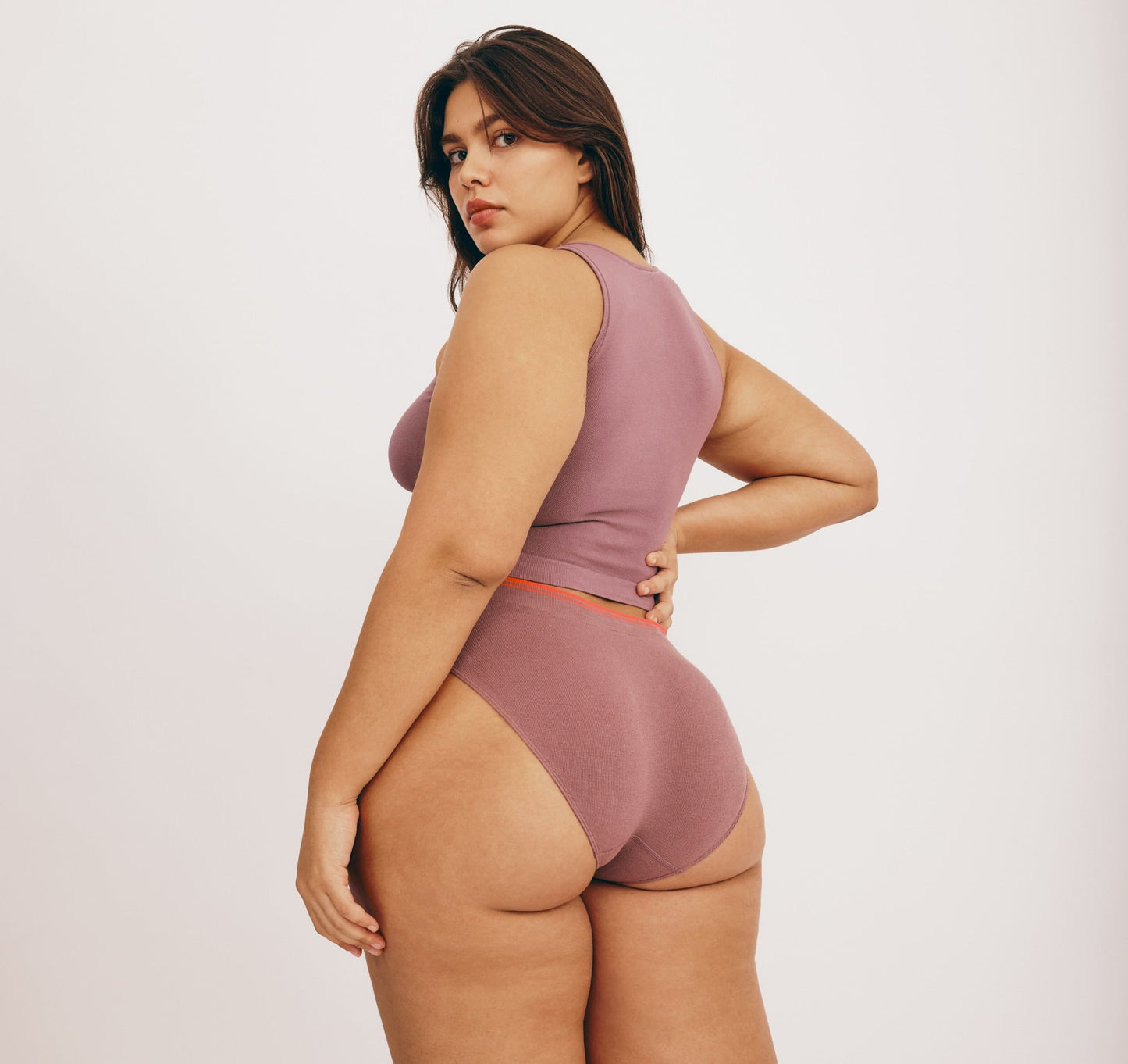 Débardeur court maintien léger en ecovero | Vieux rose "luxe touch tank top rose wood"