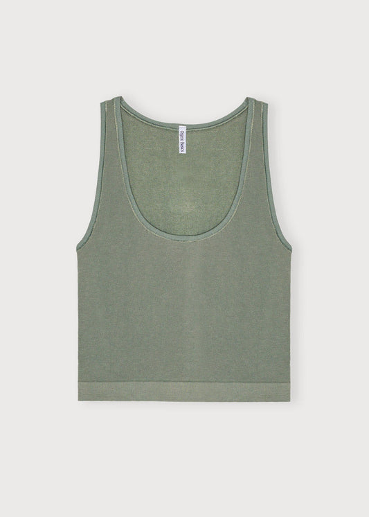 Débardeur court maintien léger en ecovero | Vert d'eau "luxe touch tank top seaweed"