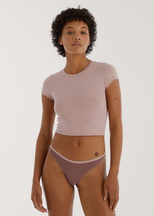 String en coton bio | vieux rose "core thong rose wood"
