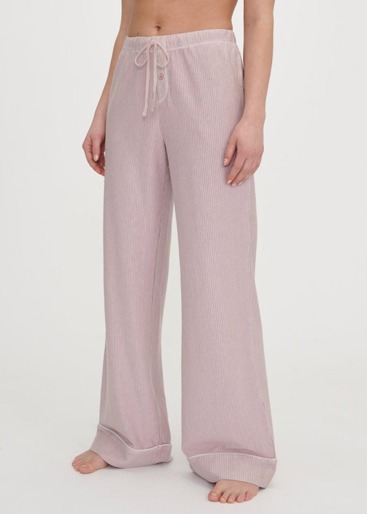 Pantalon pyjama en coton bio et tencel | rayé rose "core sleep pants pink stripe"