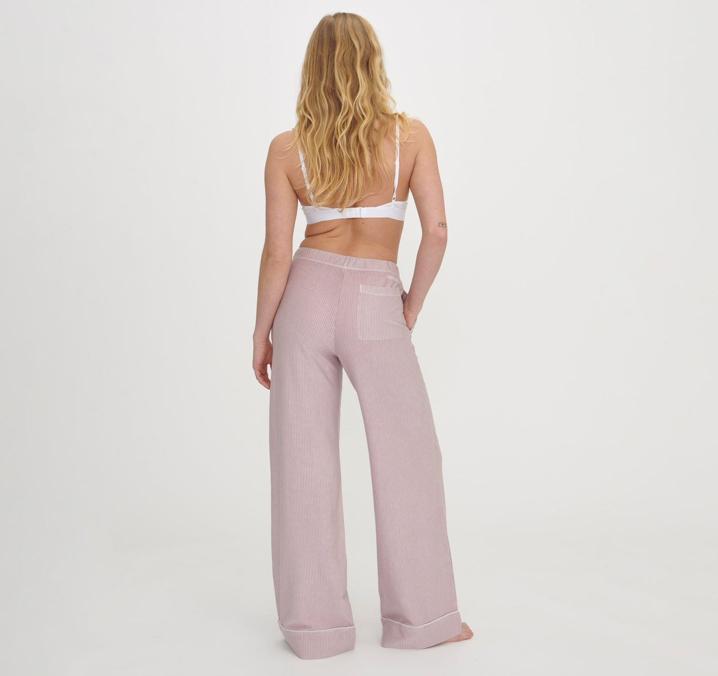 Pantalon pyjama en coton bio et tencel | rayé rose "core sleep pants pink stripe"