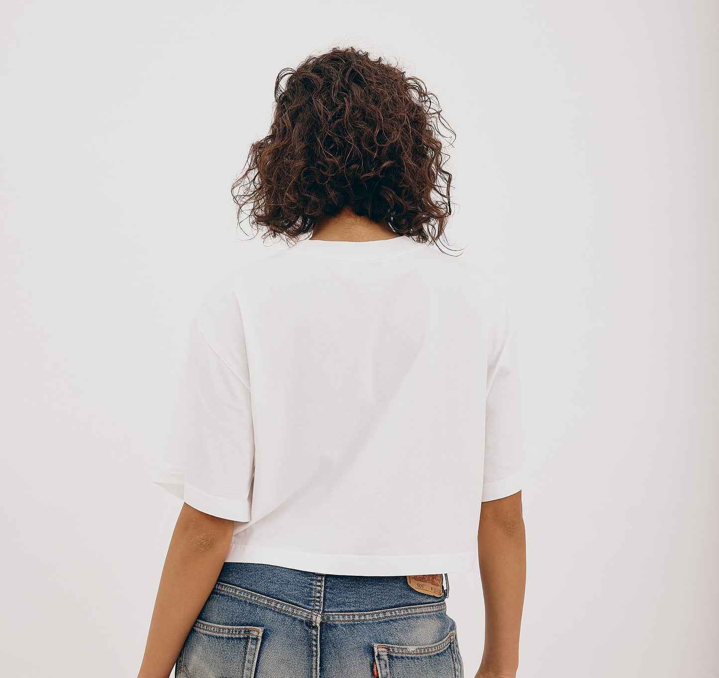 T-shirt court en coton bio | blanc "true boxy crop tee white"