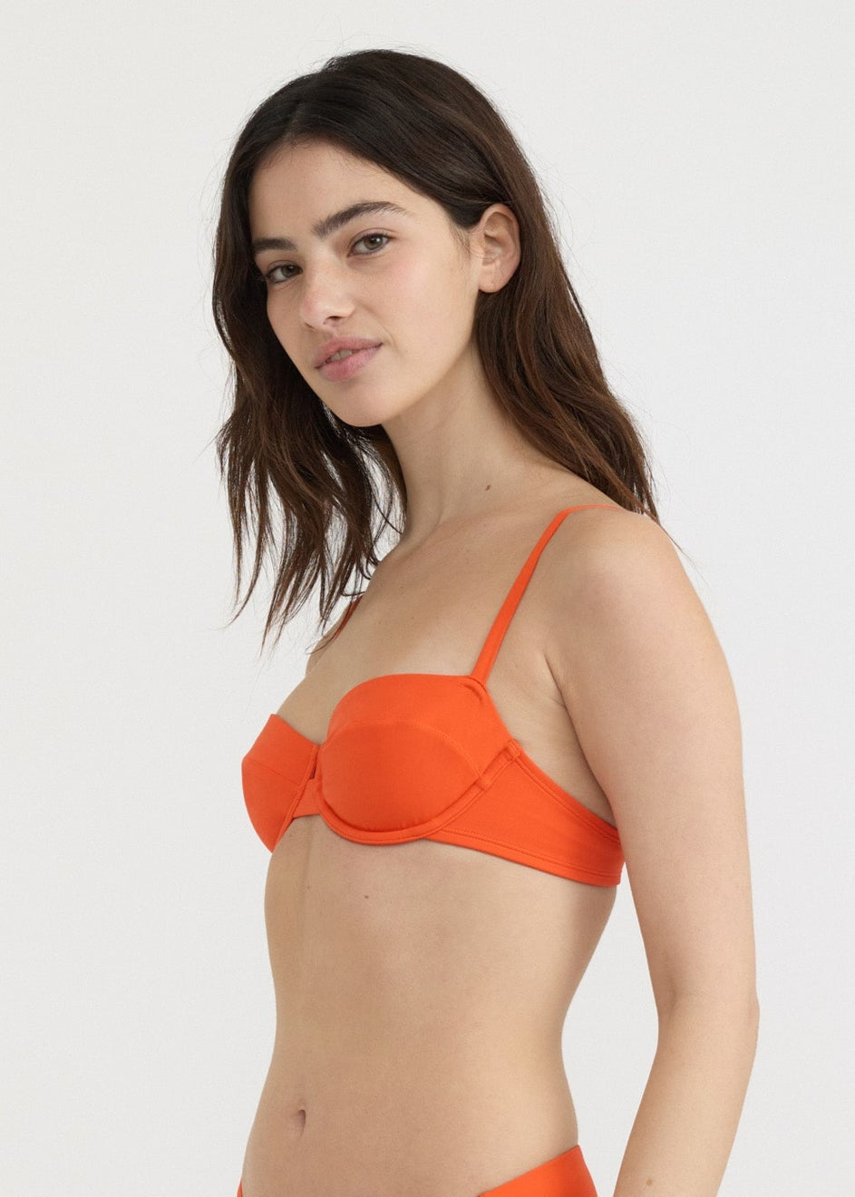 Haut de maillot en matières recyclées | orange "swim underwire bikini top - blood orange"