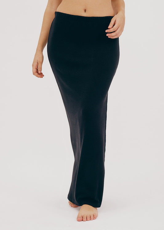 Jupe longue en tencel | noir "soft knit maxi skirt - black"