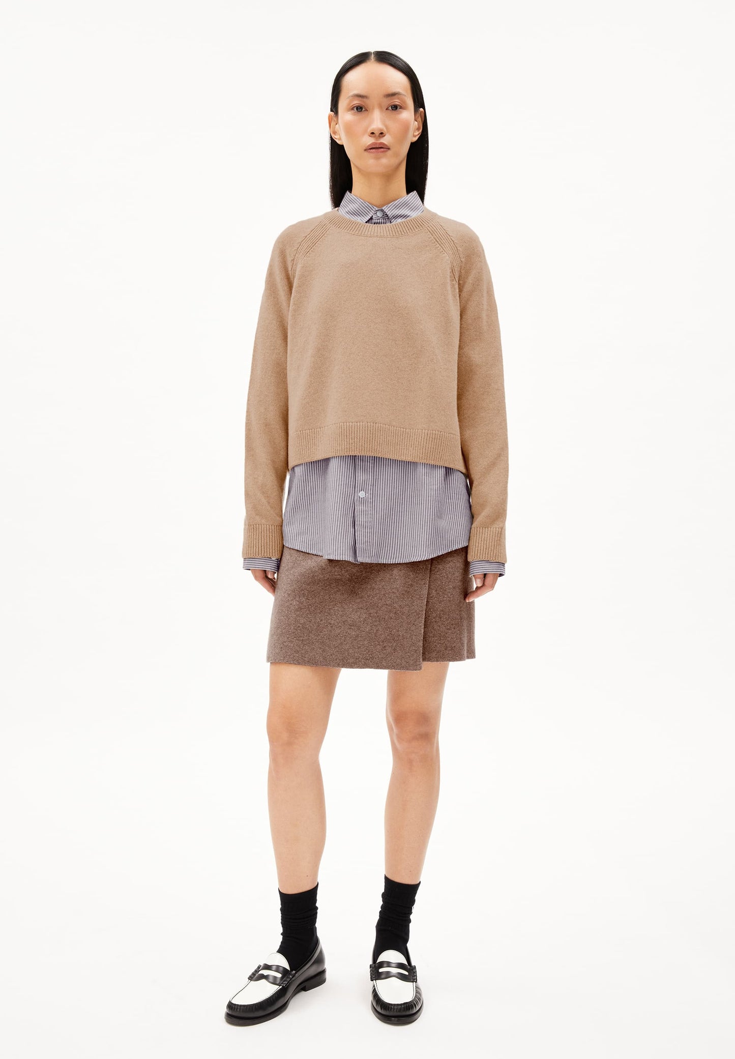 Pull en laine bio mélangée | beige "diliriaa reglana - cinnamon dust melange"