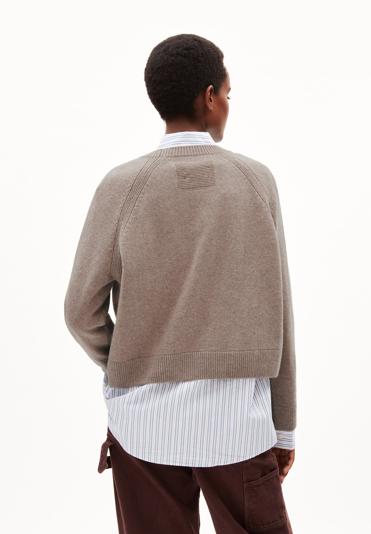 Pull en laine bio et recyclée | Marron "diliriaa reglana dark caramel melange"
