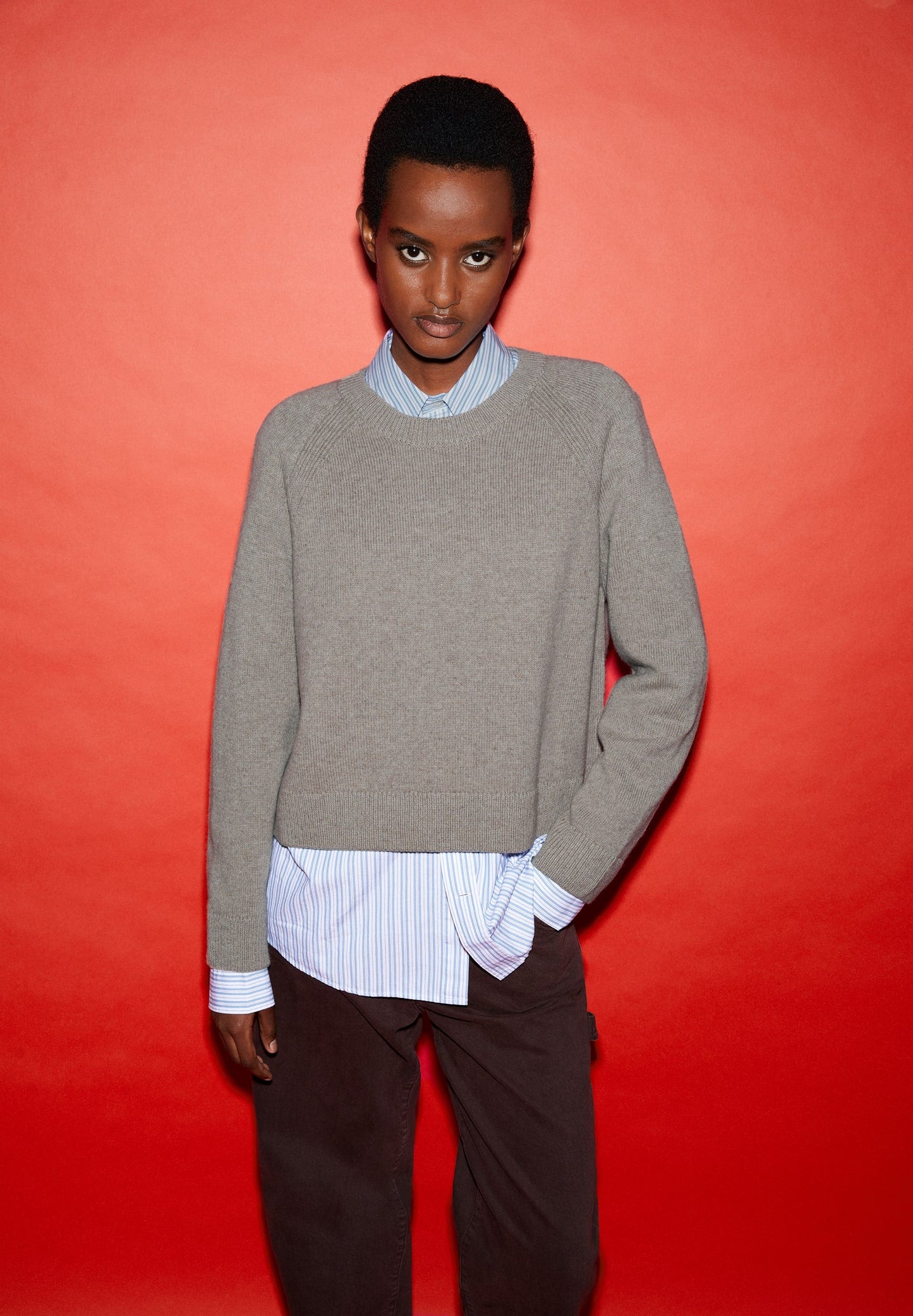 Pull en laine bio et recyclée | Marron "diliriaa reglana dark caramel melange"