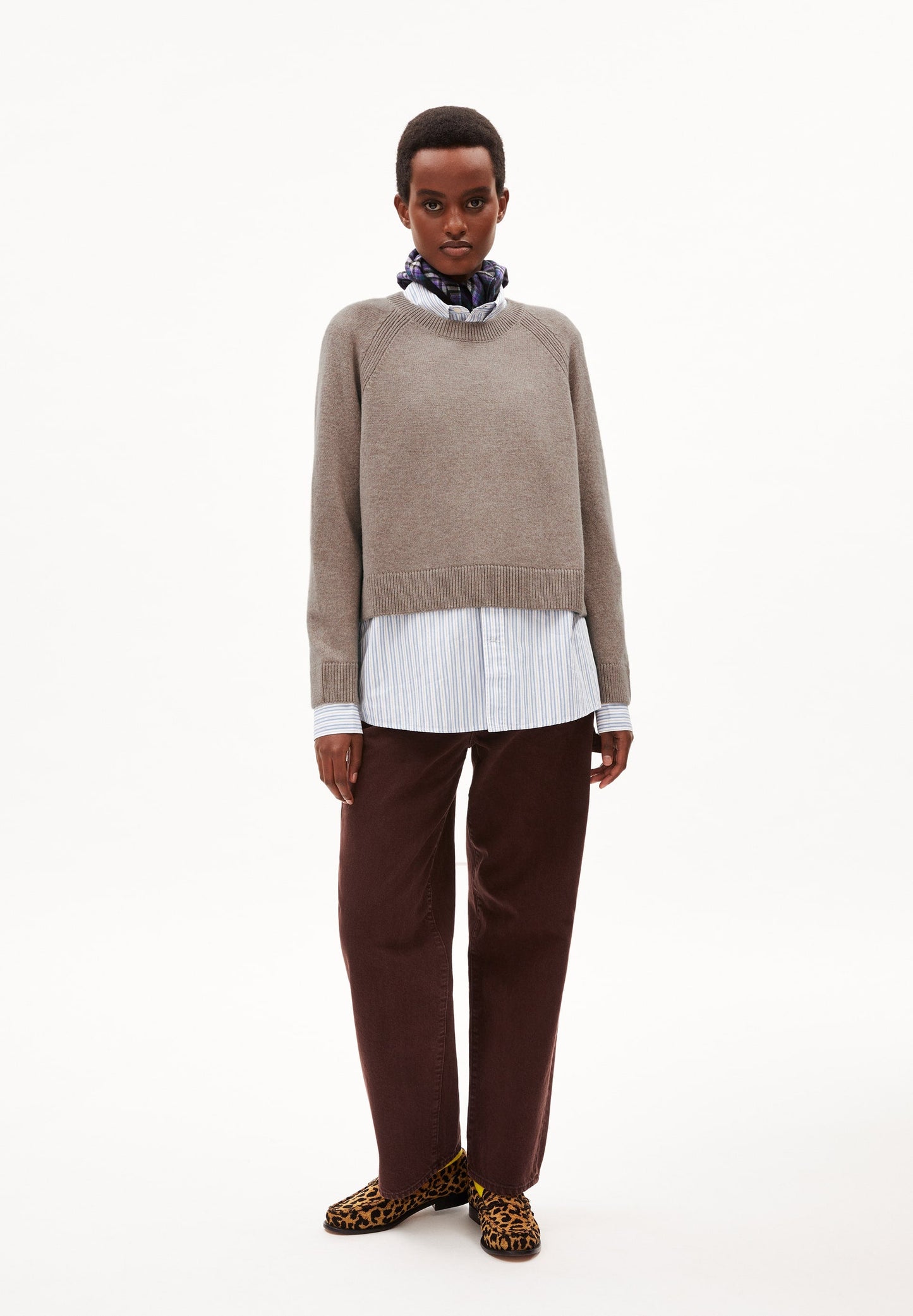 Pull en laine bio et recyclée | Marron "diliriaa reglana dark caramel melange"