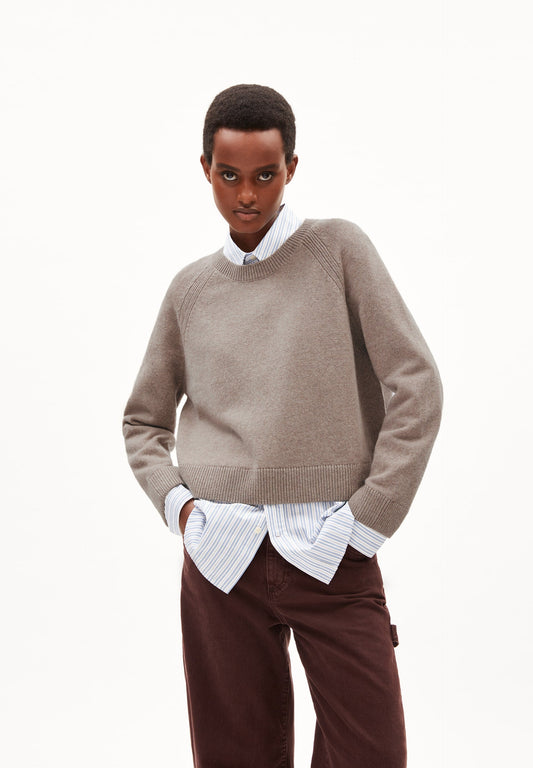 Pull en laine bio et recyclée | Marron "diliriaa reglana dark caramel melange"