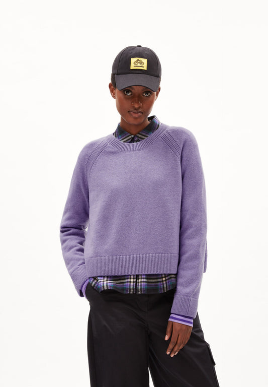 Pull en laine bio et recyclée | Violet "diliriaa reglana purple stone"