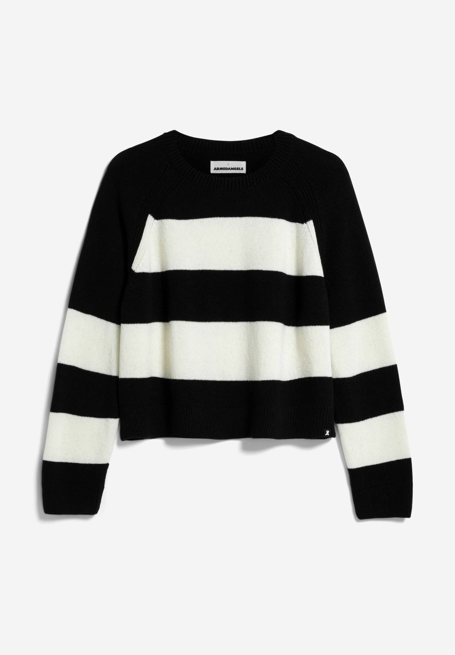 Pull en laine bio et recyclée | Rayé écru et noir "diliriaa stripe black-oatmilk"