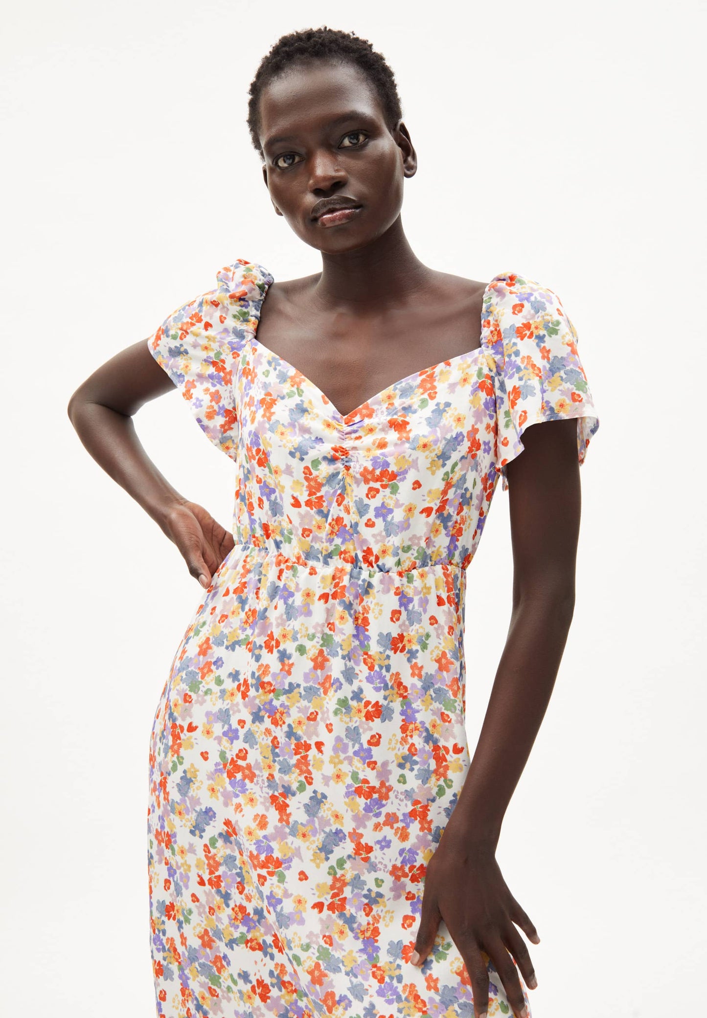 Robe longue fleurie en viscose ecovero - dreaa flora confetti white