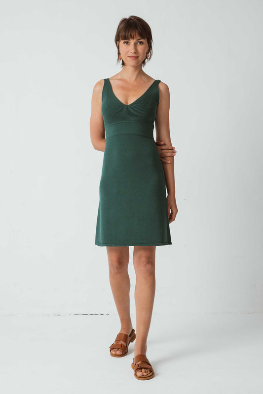 Robe verte foncée en coton bio - amalur vert intense