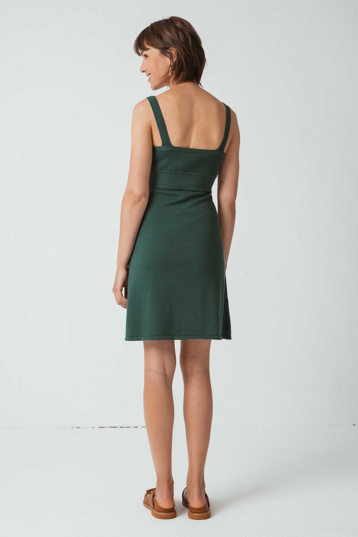 Robe verte foncée en coton bio - amalur vert intense