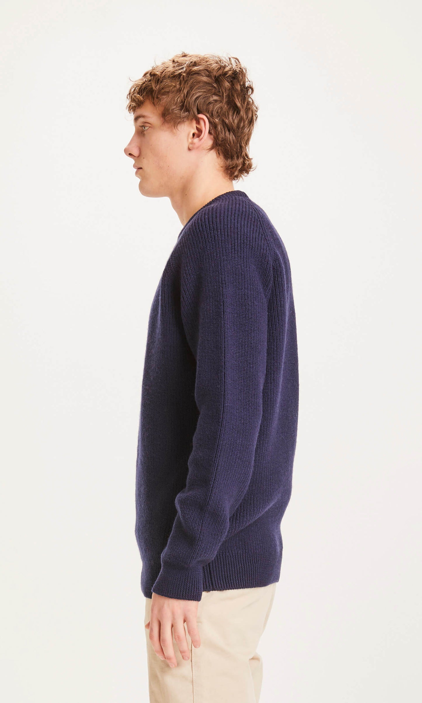 Pull col rond bleu nuit en laine mérinos bio - VALLEY O-neck