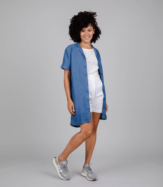 Chemise longue bleue en tencel - denim aloha overshirt indigo blue