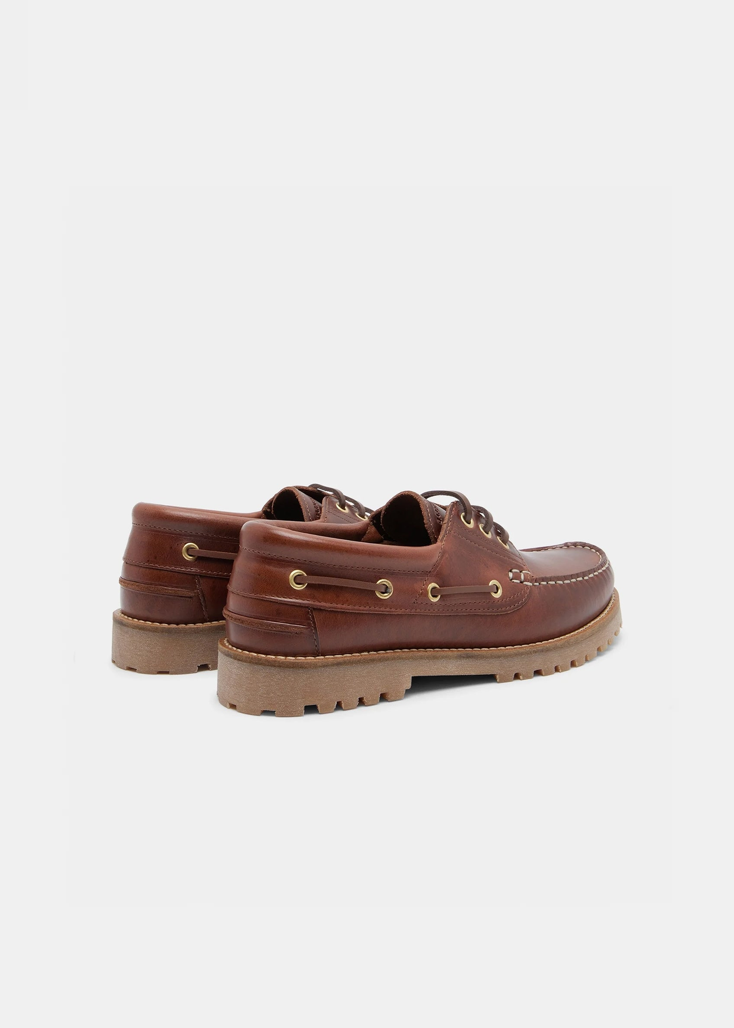 Chaussures bateau en cuir certifié | ollie boat shoe - brown leather | Marron