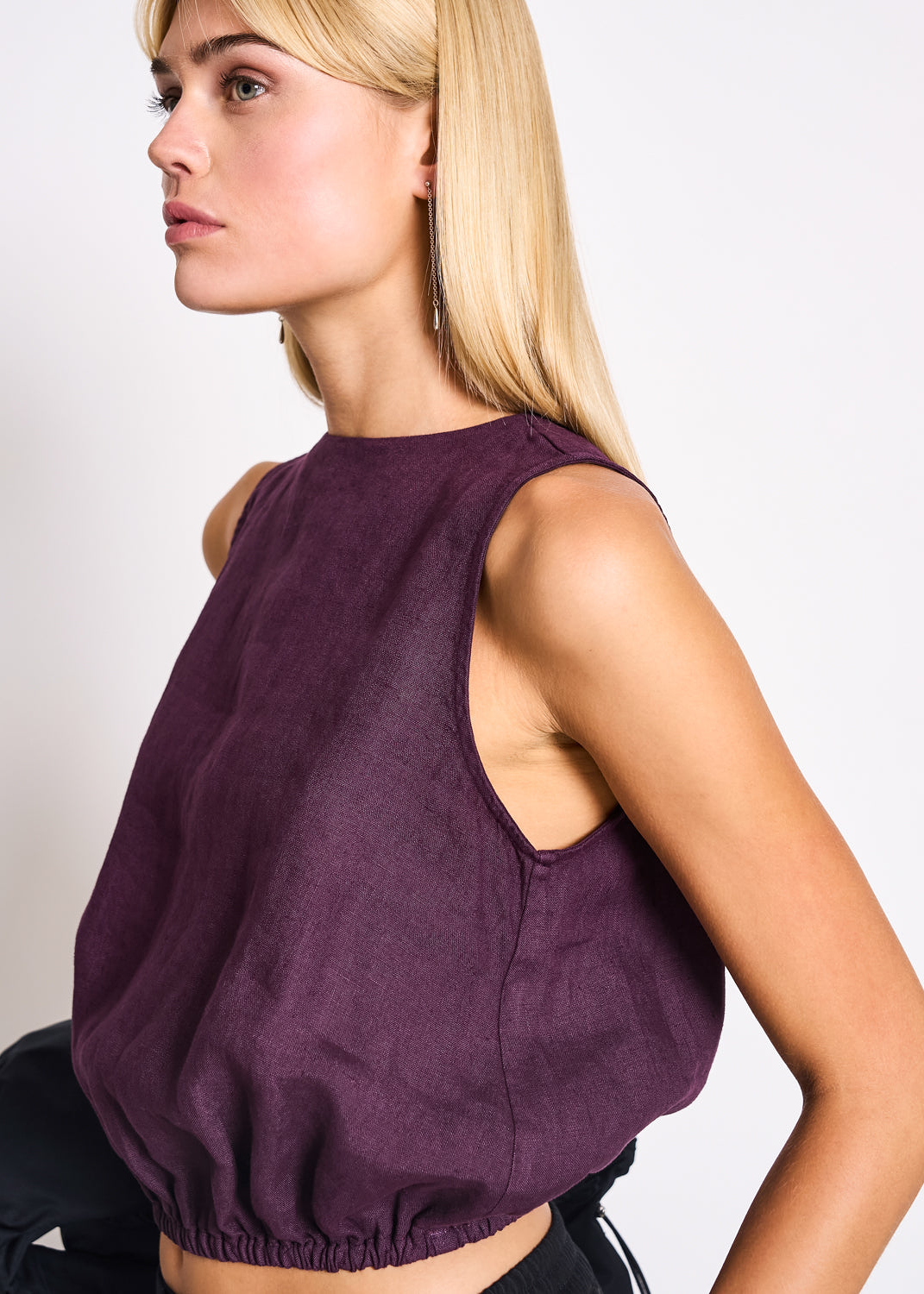 Top en lin | bordeaux "lupin - cherry lacquer" | Cherry lacquer