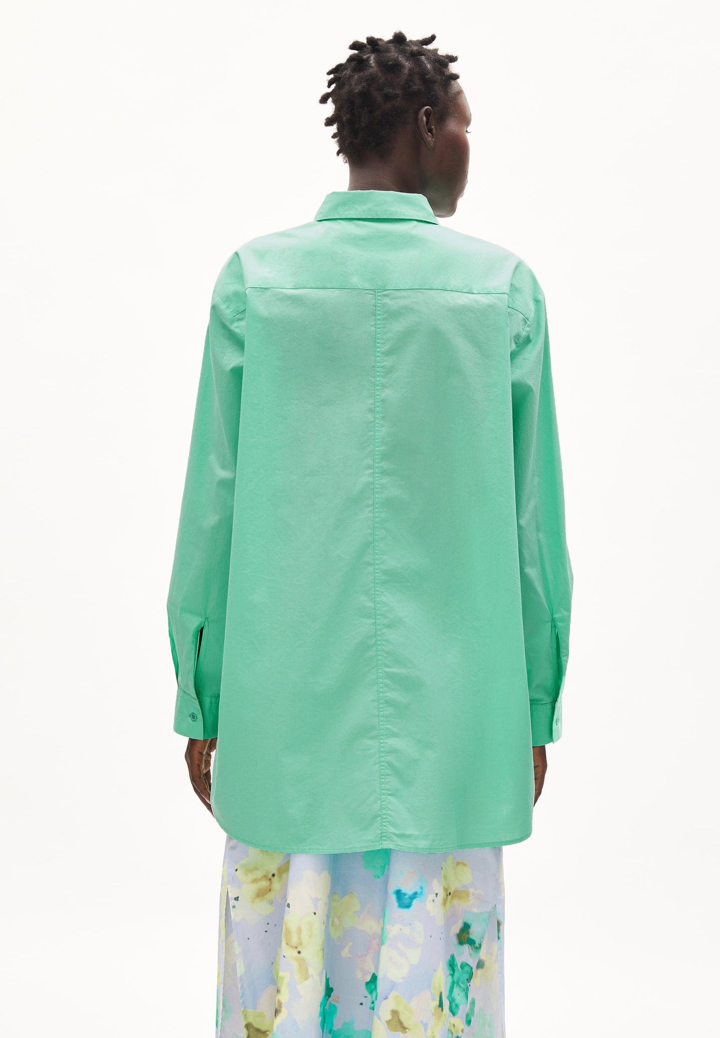 Chemise longue vert clair en coton bio - ealgaa bright lime