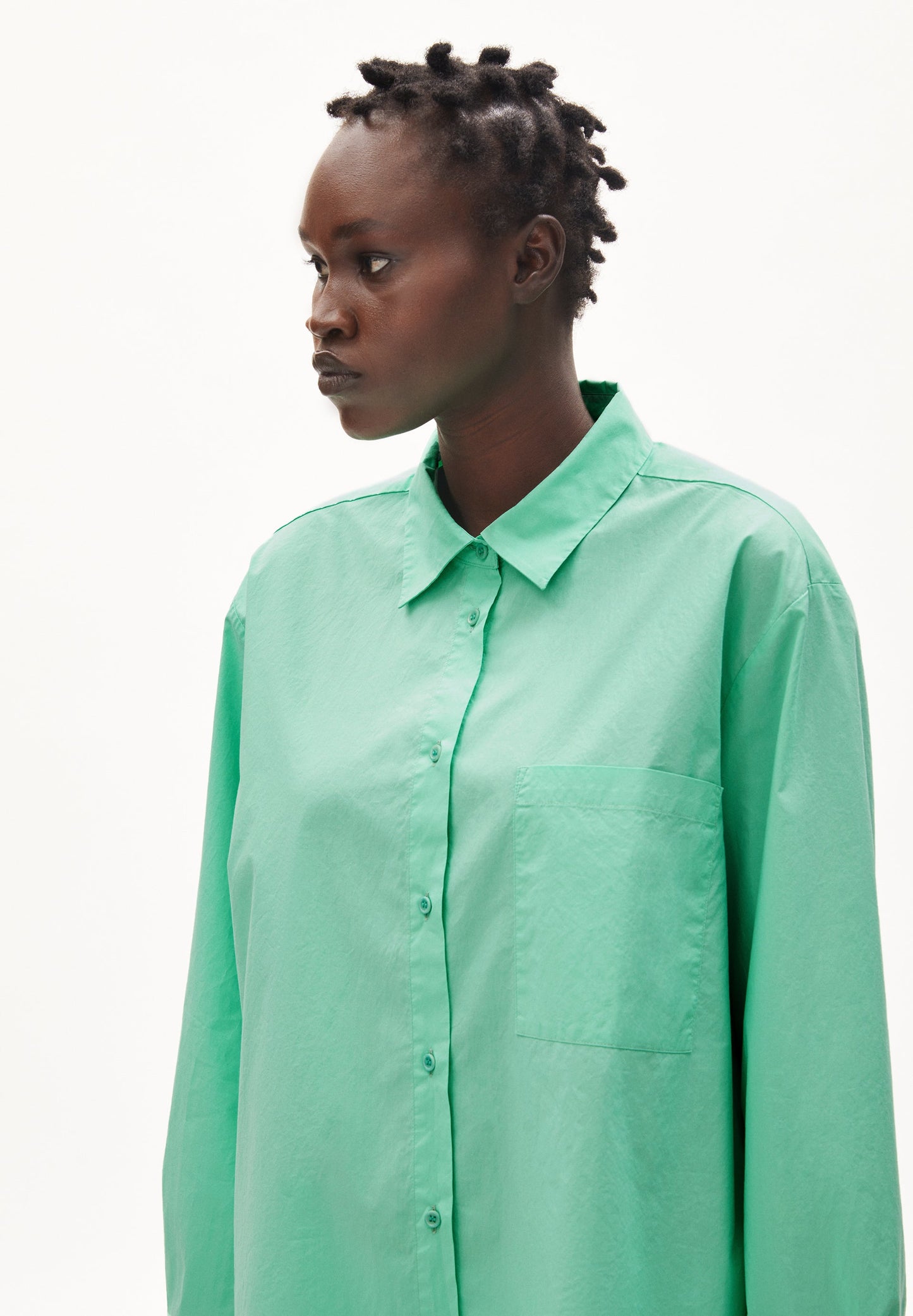 Chemise longue vert clair en coton bio - ealgaa bright lime