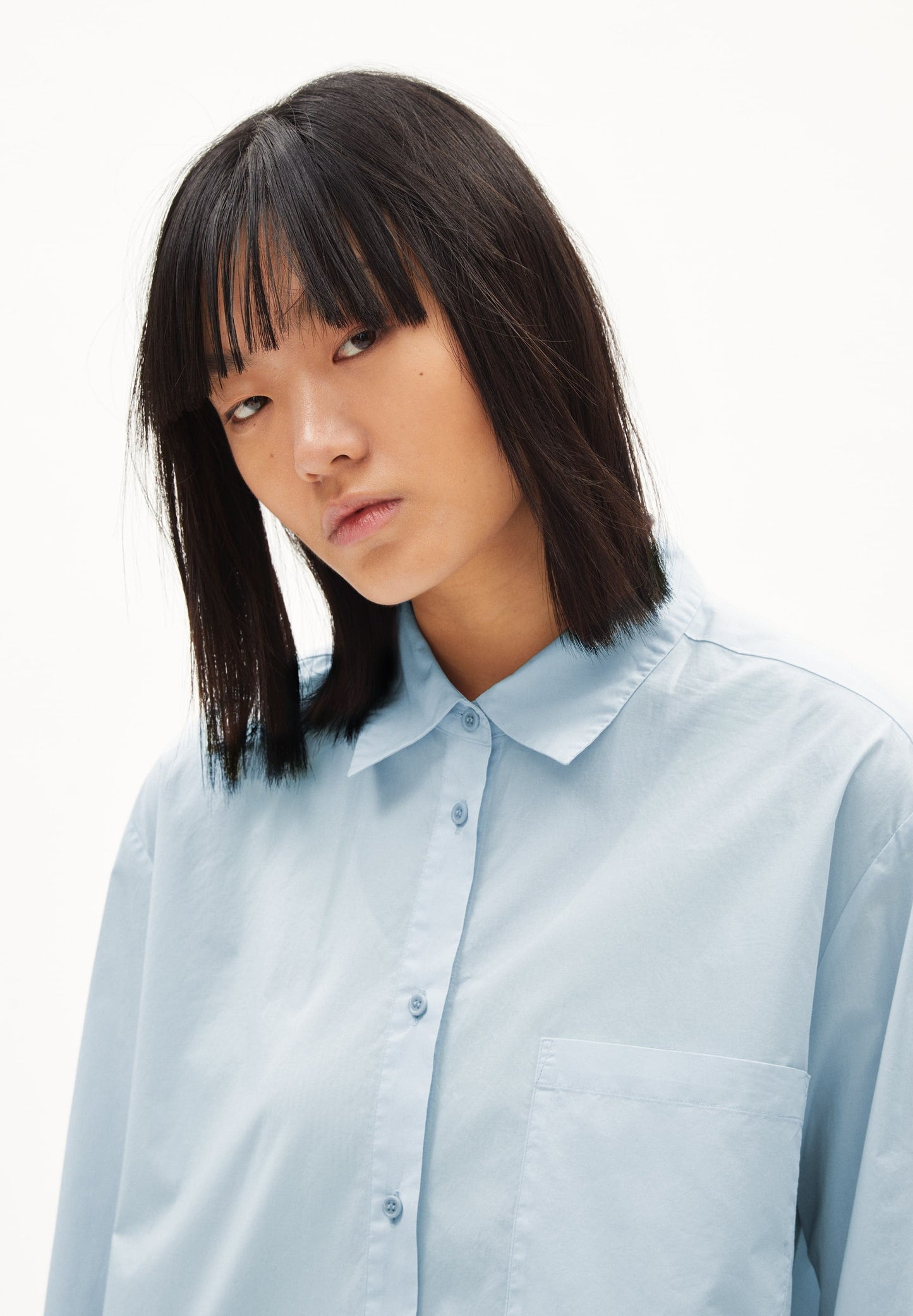 Chemise longue bleu ciel en coton bio - ealgaa morning sky