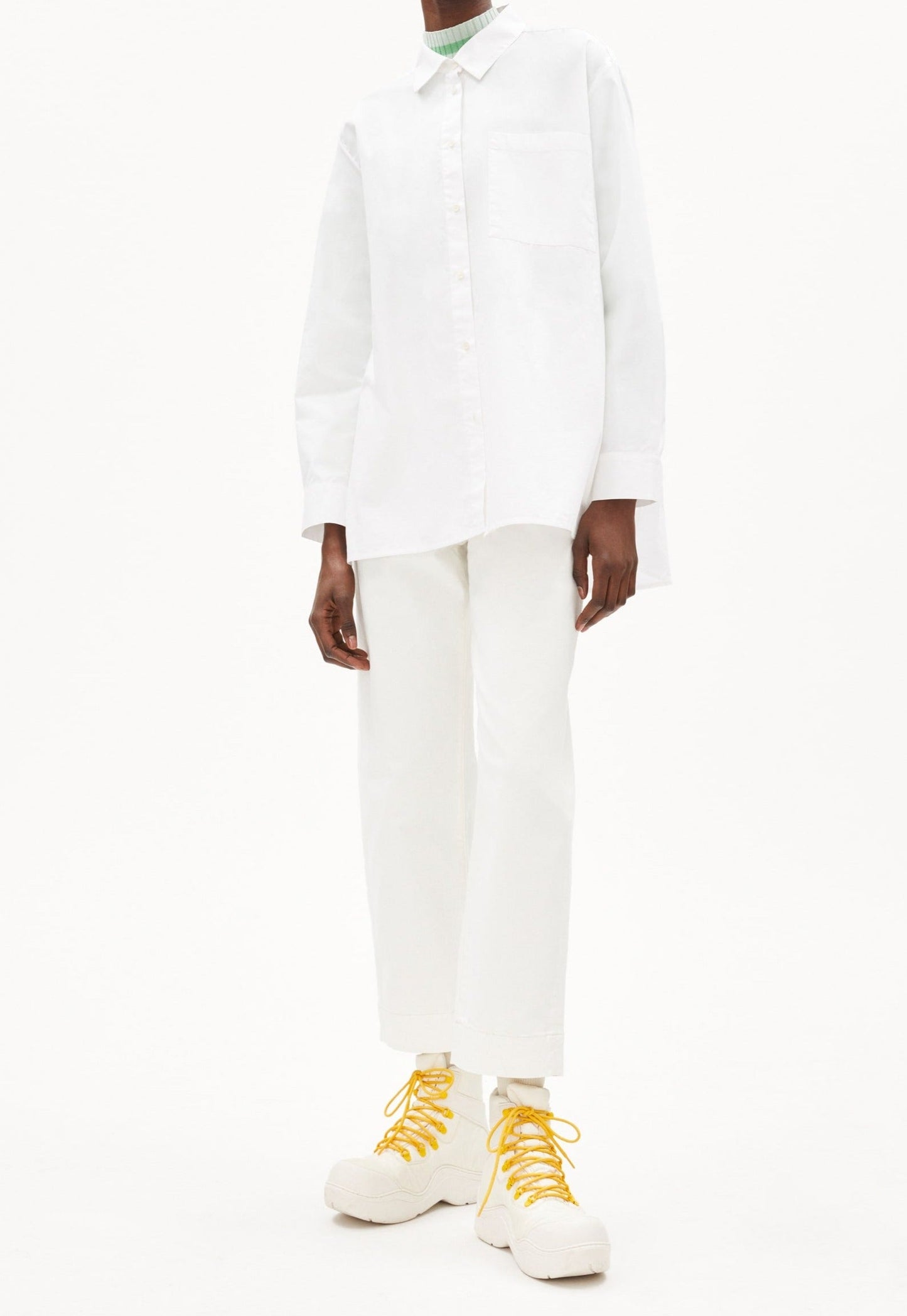 Chemise longue blanche en coton bio - ealgaa white