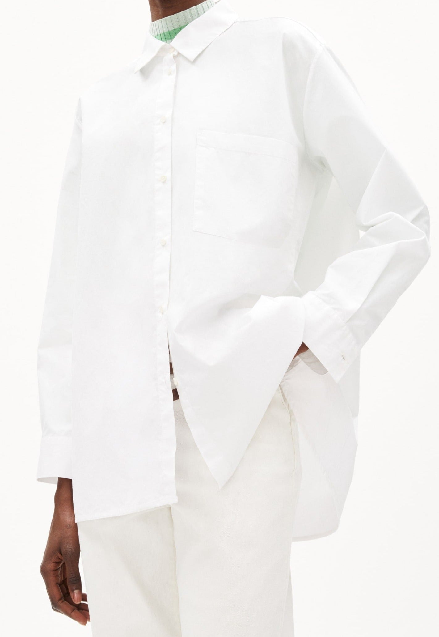 Chemise longue blanche en coton bio - ealgaa white