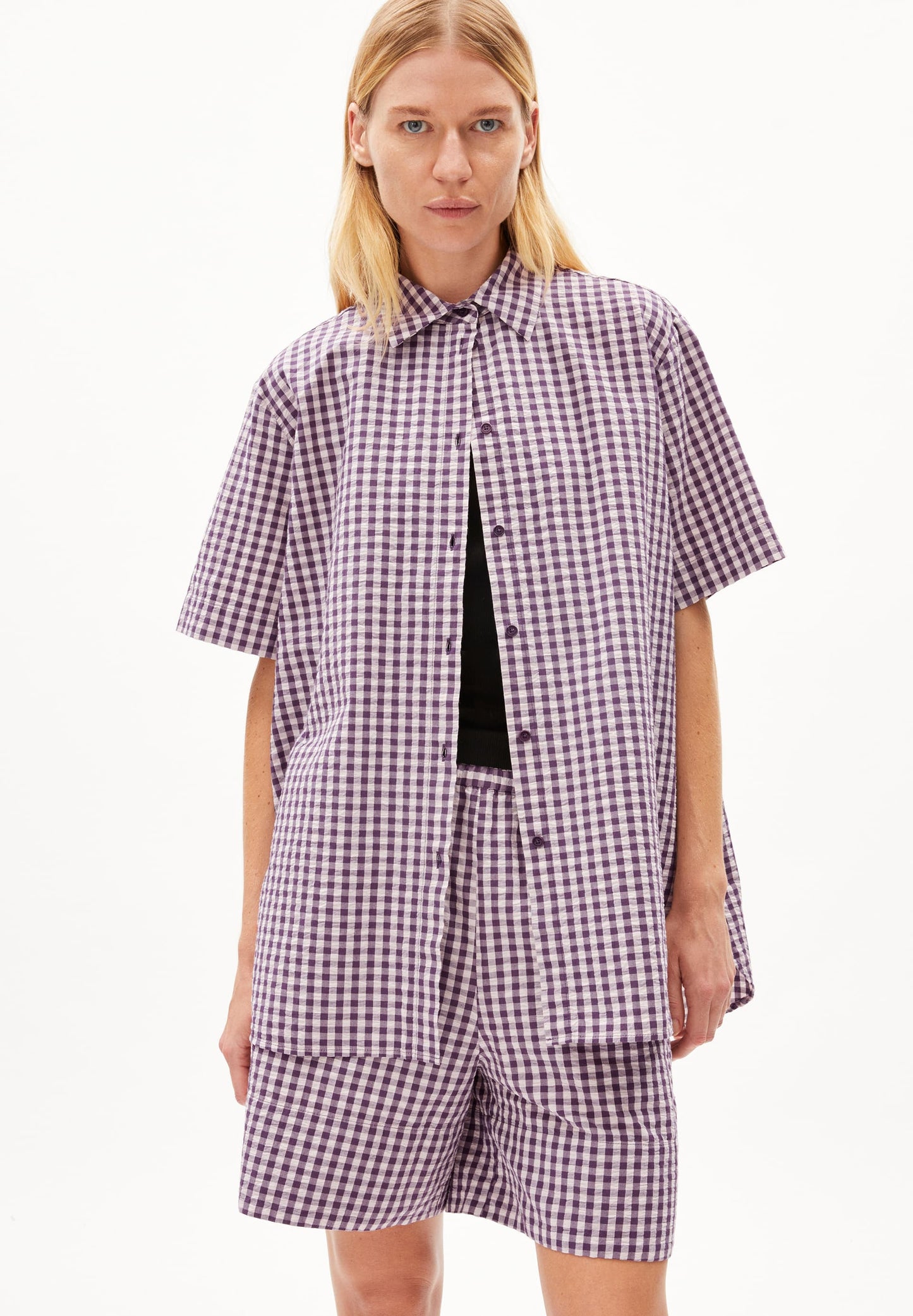 Chemisette ample en coton bio | violet "eassaali vichi blue ash"