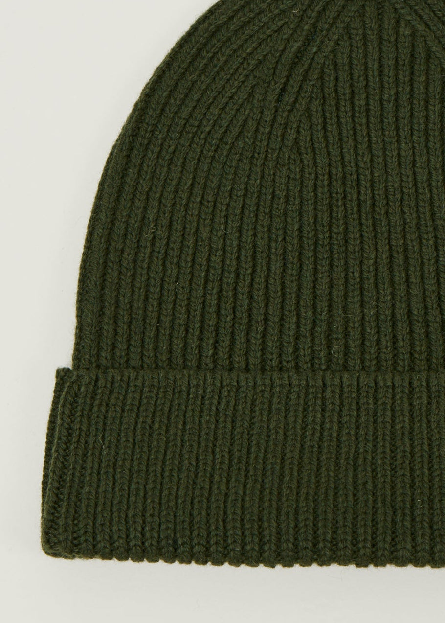 Bonnet en laine mérinos recyclée | olive