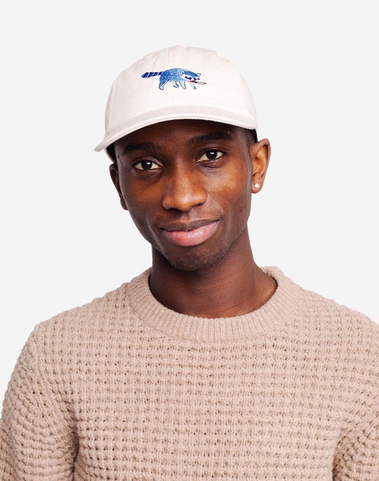 Casquette en coton bio | écru "six pannel racoon"