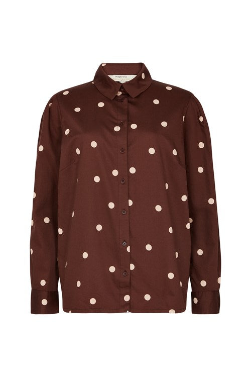 Chemise marron à pois en coton bio - Edie Polka dot