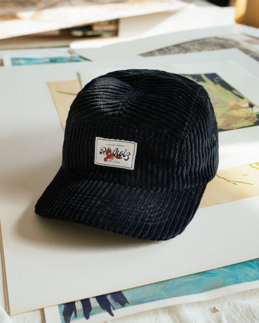 Casquette en velours bio | noir "cord 5-panel cap - soft black"